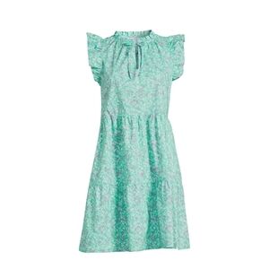 POPLIN Tiered Ruffled Jade Floral Print SUMMER Breeze DRESS Large 12/14 COTTON
